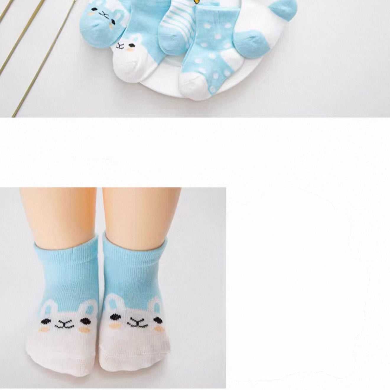 Lot de chaussettes bébé – Motifs animaux & carotte 🐰🥕 | Douces & confortables (5 paires)